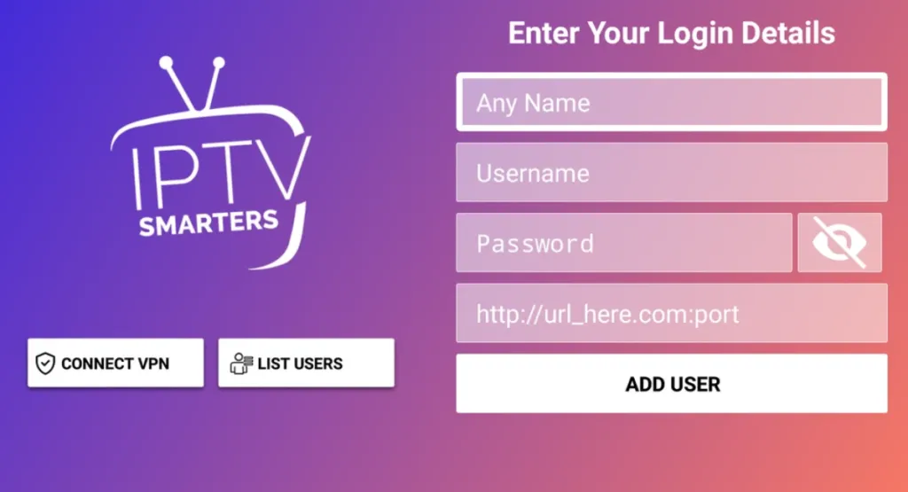 IPTV Smarters Pro - Interface do Aplicativo
